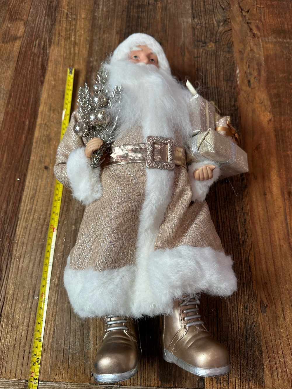 Festive Gold and White Santa Figurine - Decorative Home Accent - Picture 5 of 7